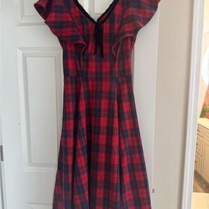 Vintage Inspired Red and Black Plaid Dress